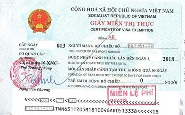 Giấy xin miễn visa